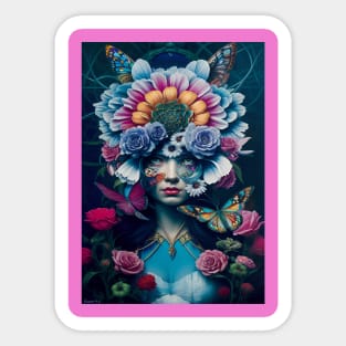 Floral Snark: Humorous Woman Graces Phone Cover Sticker